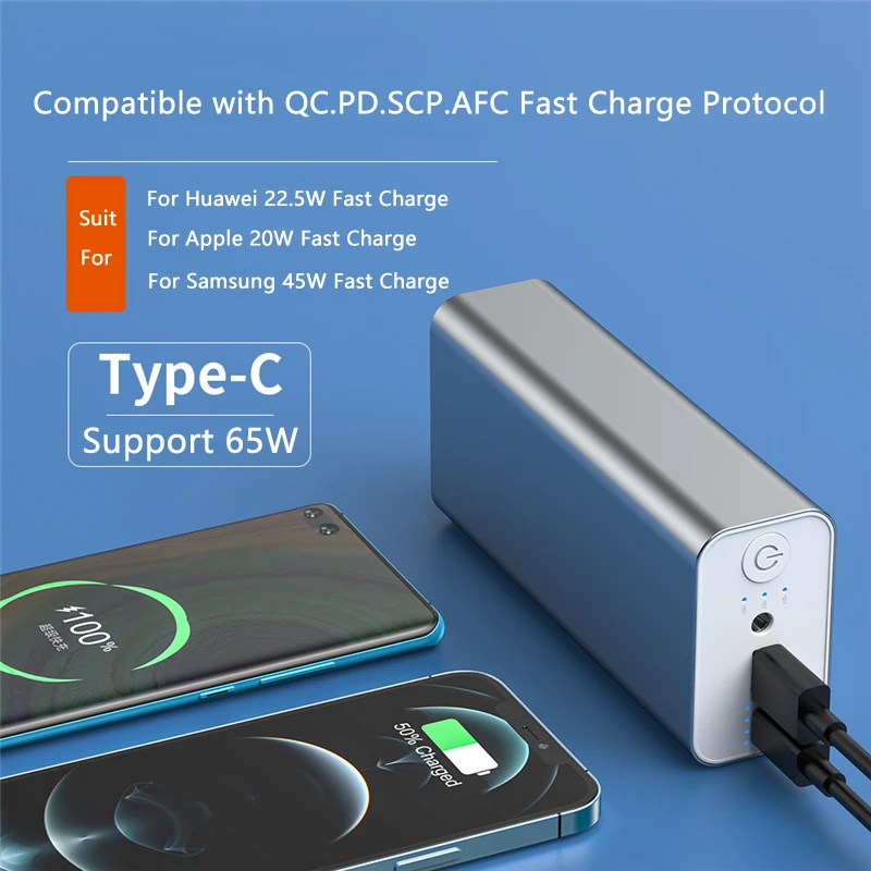 30000mAh PD65W Two Way Fast Charging Power Bank with DC Port for Laptop Notebook Powerbank for iPhone Samsung Xiaomi Poverbank