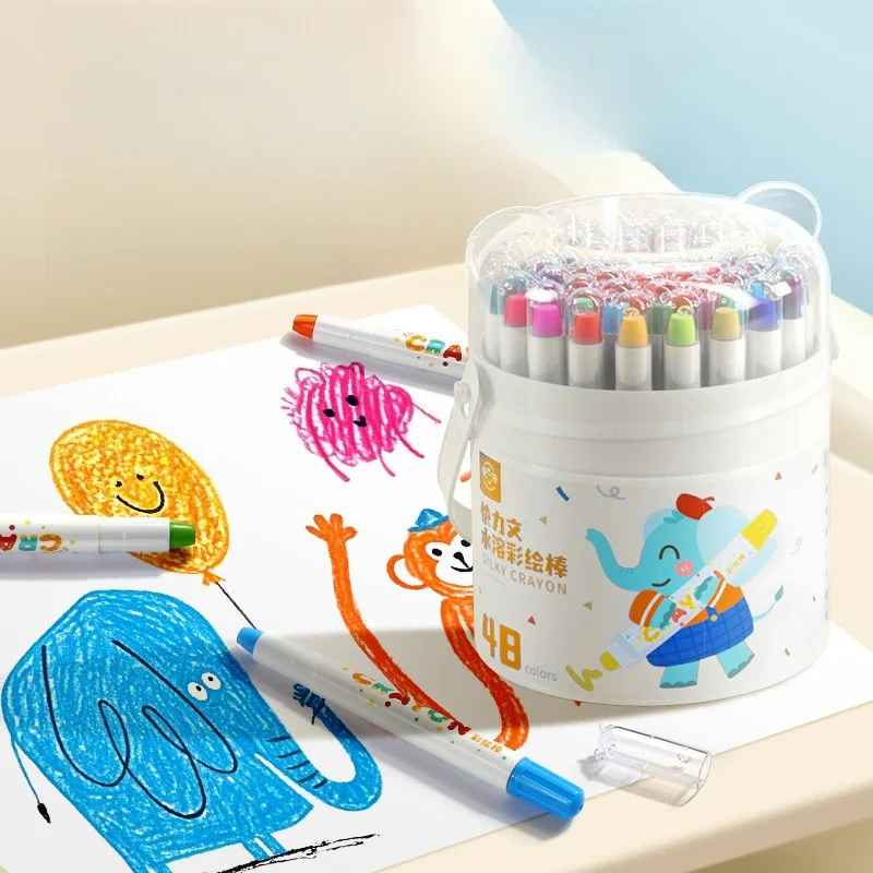 Kids Water Soluble Paint Sticks Washable No Stain Safe Crayon Color Drawing Stick for Primary School Children Art Supply Crayons