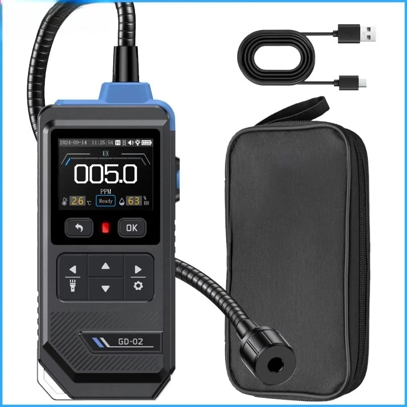 GD‑02 Multifunctional Combustible Gas Detector Portable Gas Leak Tester 50000PPM Sound Light Alarm for Natural Methane LPG