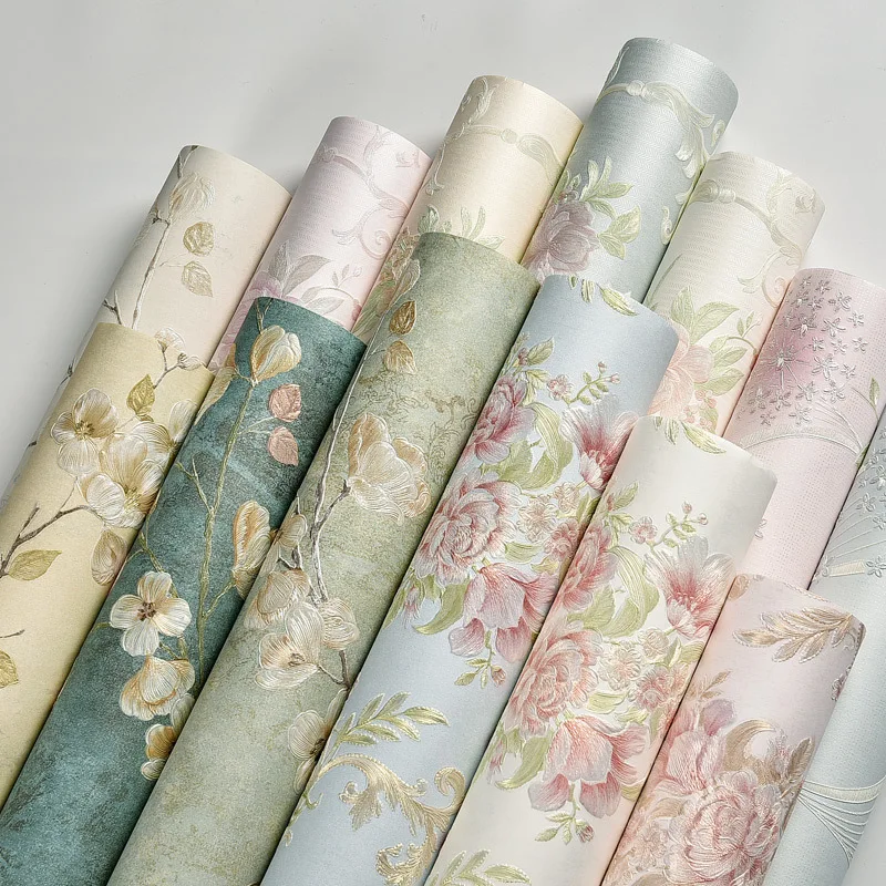 

European-style Floral Wall Stickers 3d Self-adhesive Wallpapers Living Room Bedroom TV Background Wallpaper Home Decor