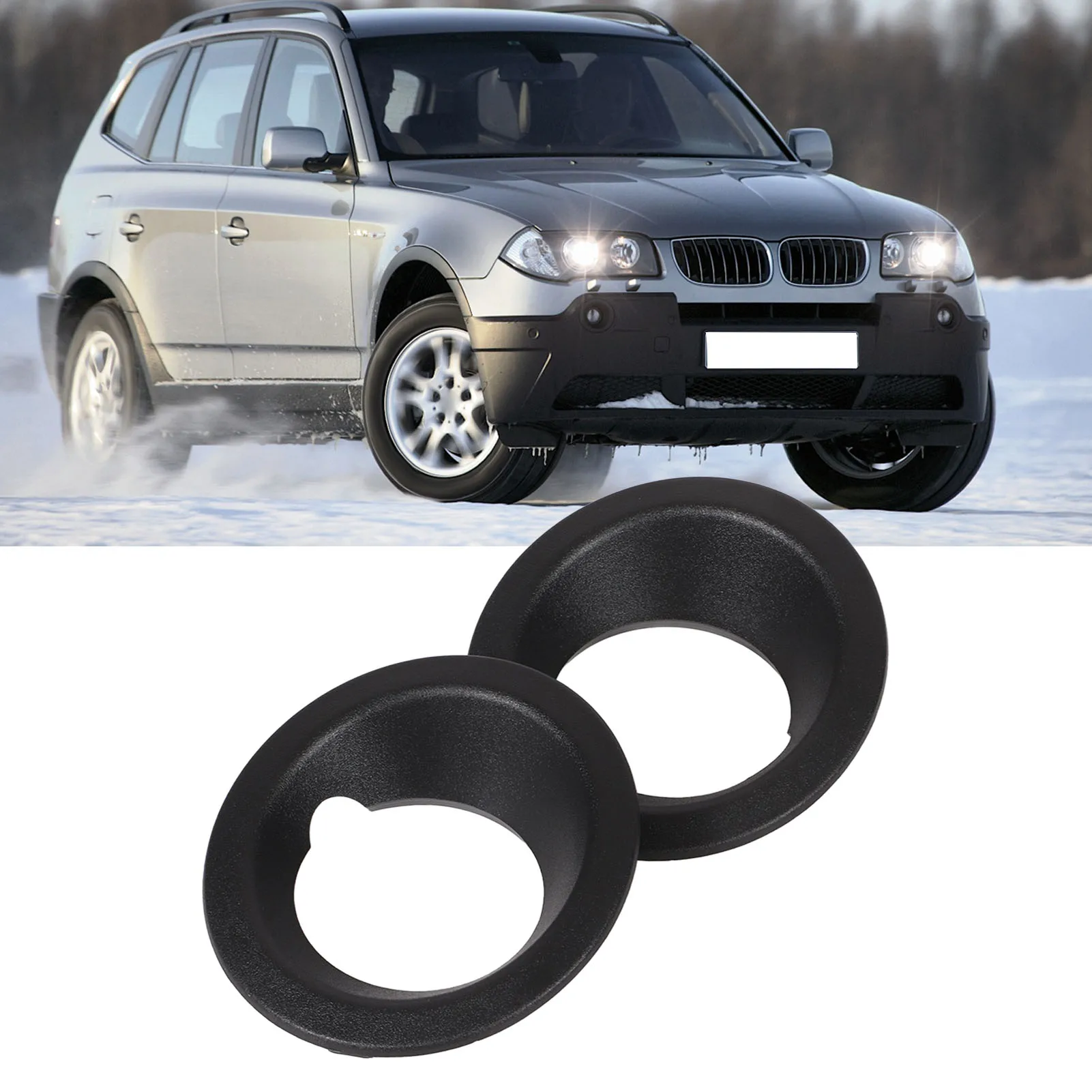 

Front Bumper Fog Light Ring Cover 51113400912 Black Replacement for BMW X3 E83 2004‑2006 Fog Lamp Bezel Fog Light Decoration