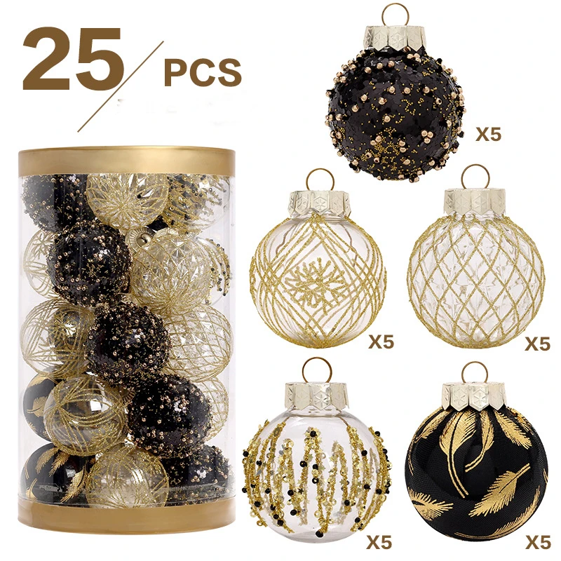 

1Box 6CM PET Christmas Balls Christmas Tree Ornaments Ball Xmas Hanging Tree Pendant Home Party Decor 2023 New Year Gift Navidad