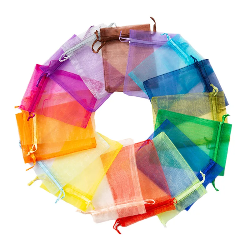 

100pcs Multicolor Gift Bag Organza Drawstring Pouches For Candy Jewelry Bag Packing Wedding Gift Bags Organza Bag