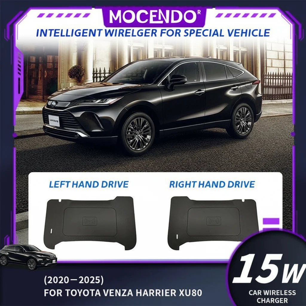 For Toyota Harrier 2020-2025 Wireless Car Charger Fast Charging Dashboard Mount Accessory Compatible with Xiaomi iPhone