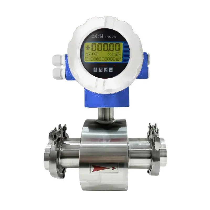 Tri Clamp DN25 DN32 DN40 DN50 Water Milk Liquid Smart LCD Magnetic Flowmeter Electromagnetic Flow Meter Sanitary