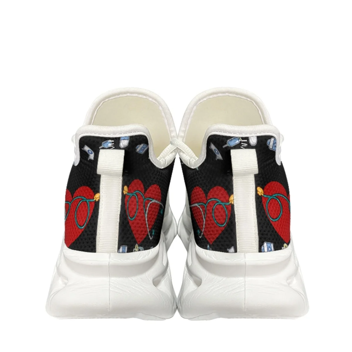 Cute Cartoon Nurse Medical Equipment Pattern Autumn Winter Tennis Shoes Outdoor Work Breathable Convenient Soft Flats Sneakers