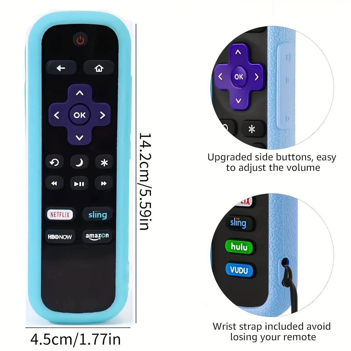 2pcs Glow-in-the-Dark Silicone Remote Cover for TCL, Hisense, and Roku TVs - Protects Your Remote and Includes Lanyard