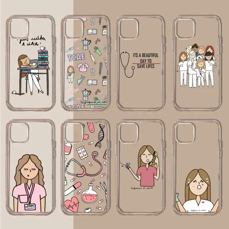 Doctor Nurse Medicine Medical Phone Case Transparent soft For iphone 11 13 12 14 15 pro max mini plus