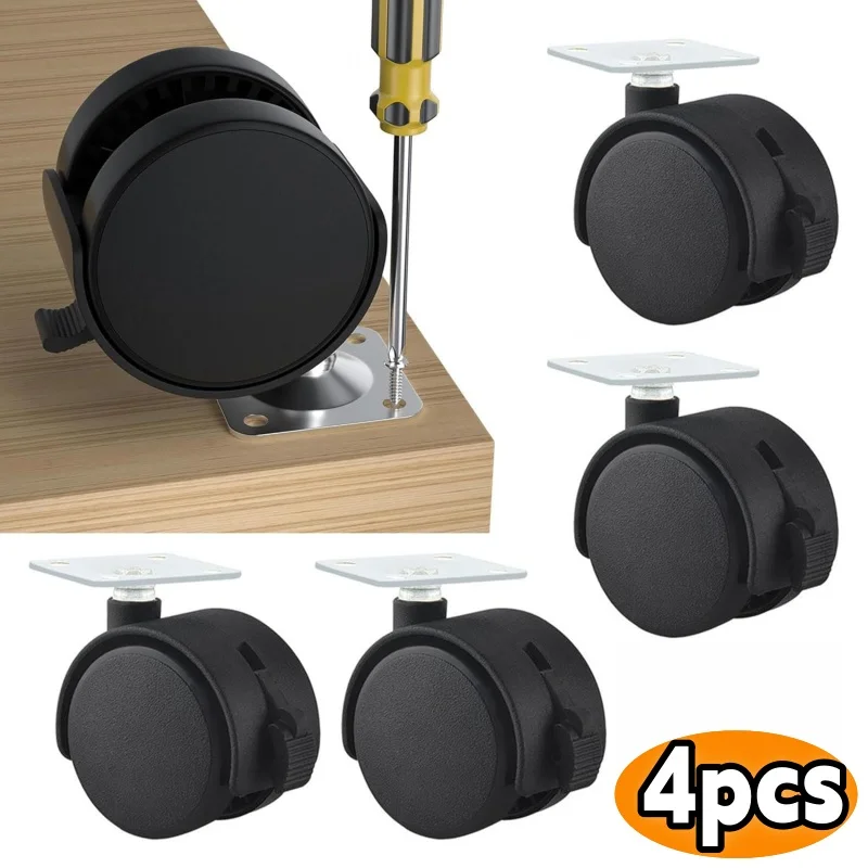 4Pcs 1.5 Inch Mute Flat Castor Wheels,Universal Furniture Ca