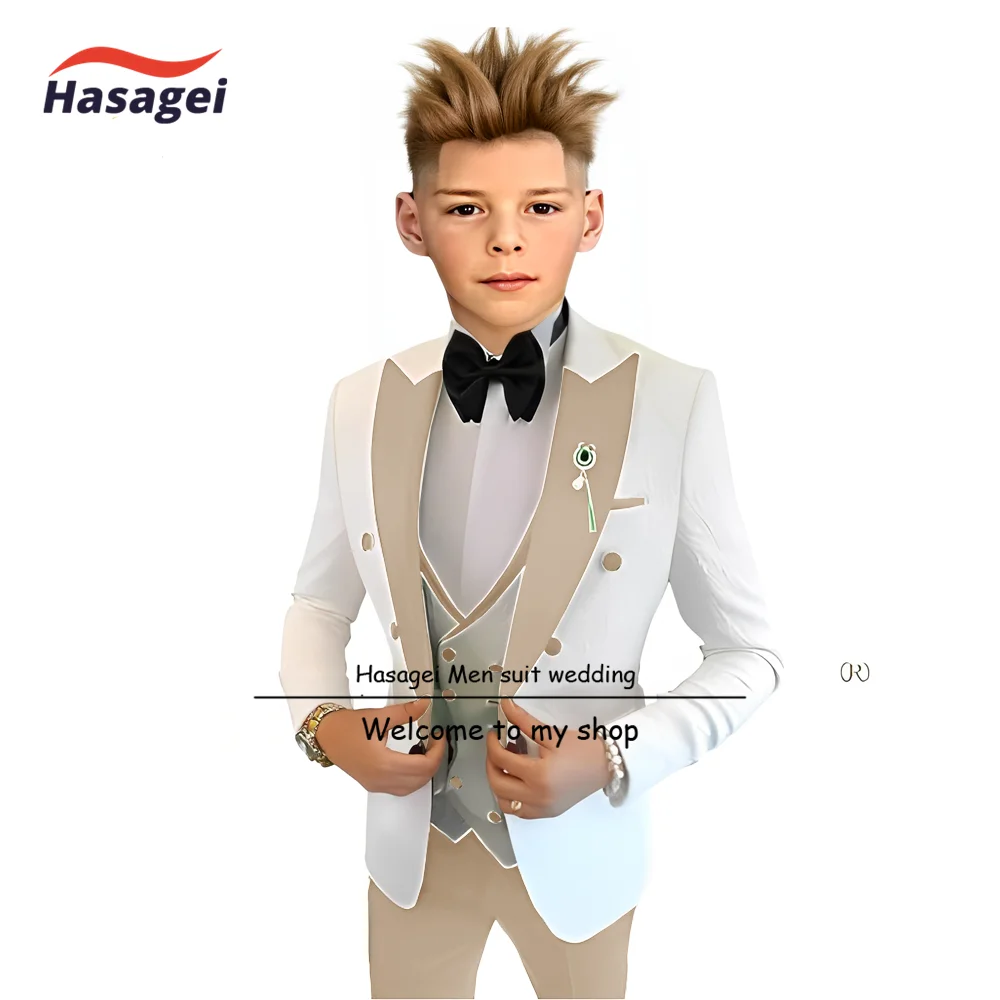 

Party Boy Suit 3-piece Jacquard Jacket Pants Vest Wedding Tuxedo Boys Custom Suit 2-16 Years Blazer