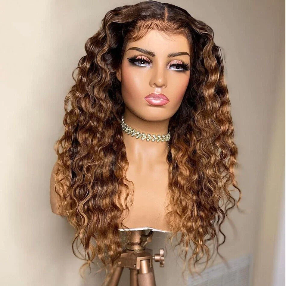 

30 Inch Highlight Ombre Curly Lace Front Human Hair Wigs 13x6 13x4 Colored Deep Wave Lace Frontal Wig Pre Plucked for Women