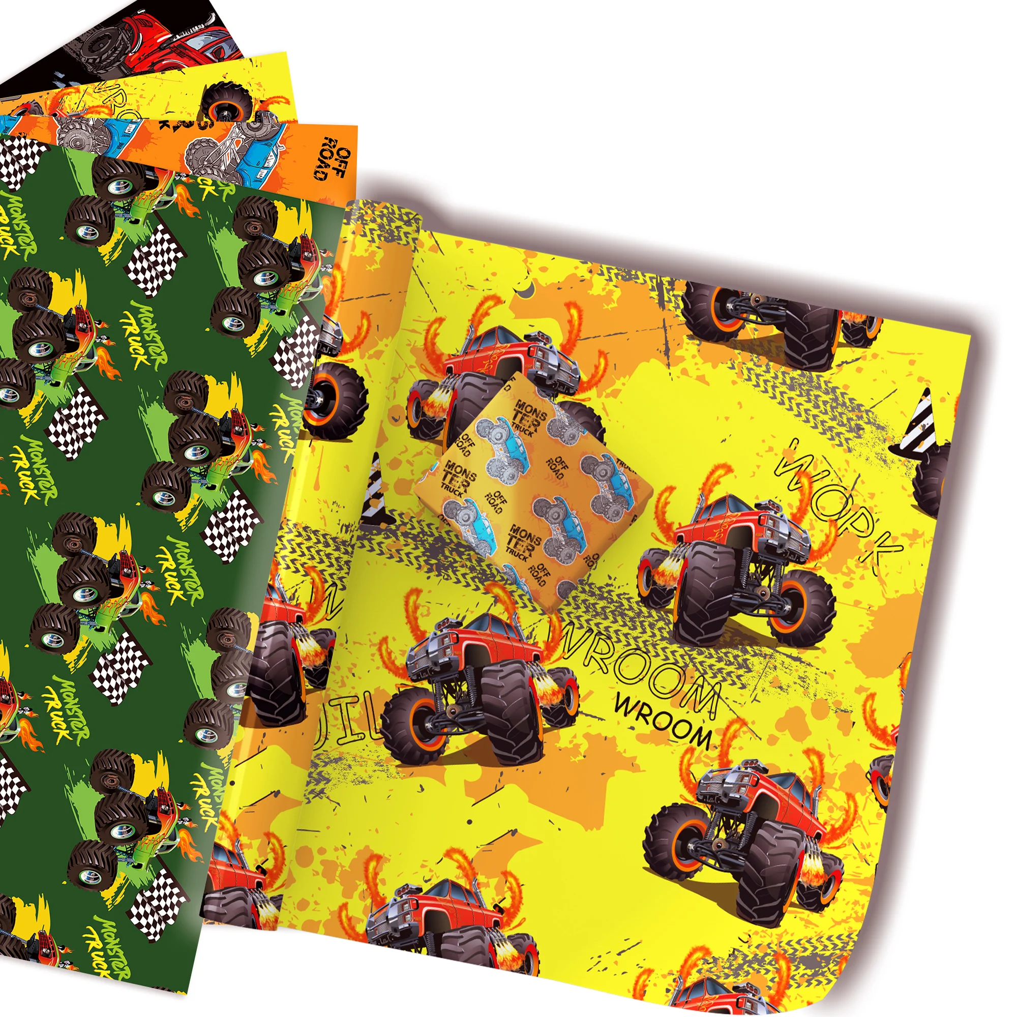12 stücke Cartoon Monster Truck Geschenk Geschenk papier Geburtstag Wrapper Dekoration Baby party Party Handwerk präsentiert Packpapier – Detail 6