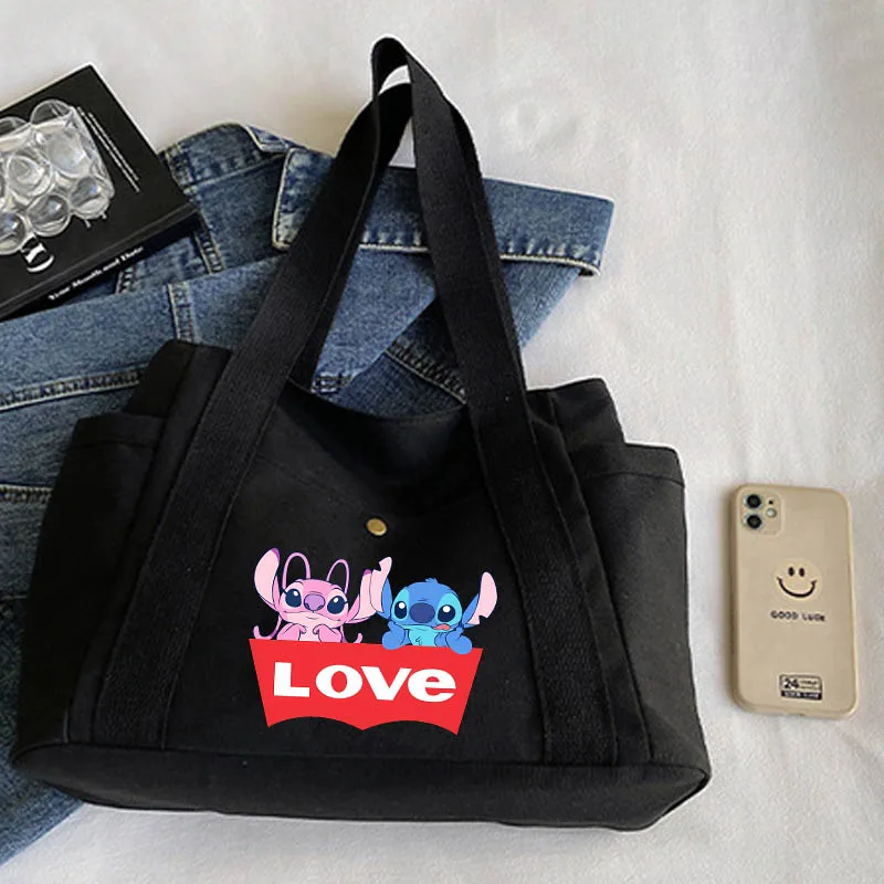 2024 Disney Lilo &Stitch Women's Shoulder Bag Cartoon Casual Large Capacity Single Shoulder Handbag Female Ladies Underarm Bag