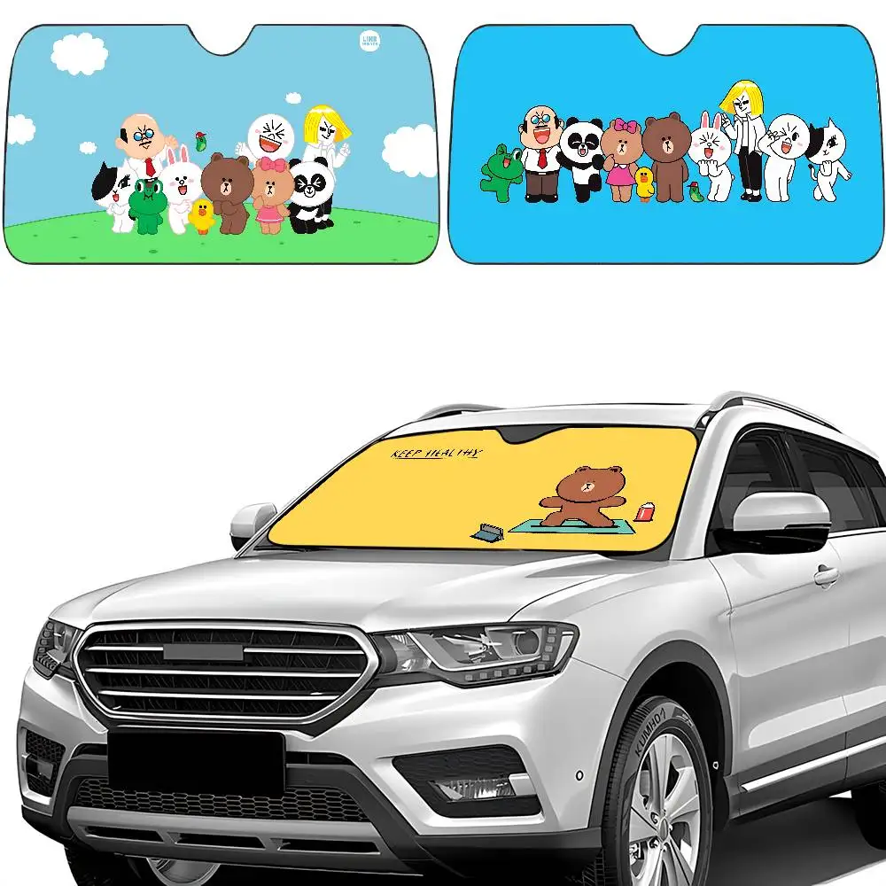 

Kawaii L-LineS F-Friends Car Sunshade Curtains Windscreen Front Window Visor 70x130cm Sun Visor Solar Protect Gift Novelty Car