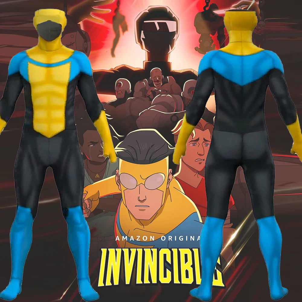 

Anime Invincible Cosplay Superhero Mark Grayson 3D Printed Spandex Halloween Costume Invincible Cosplay Fullbody Zentai Outfits