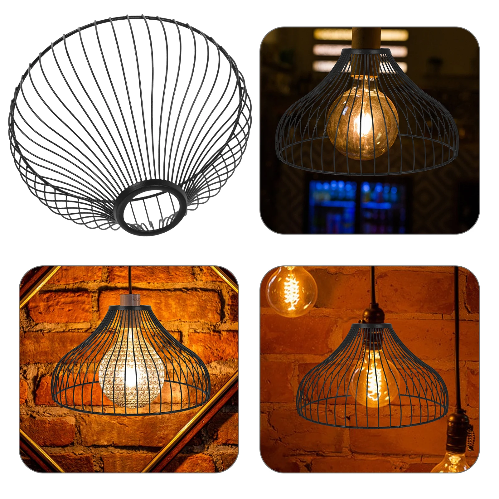 

Chandelier Lampshade Shell Decorative Hanging Shades Industrial Metal Vintage Porch Light Bulb Cage Small Pendant Lampshade