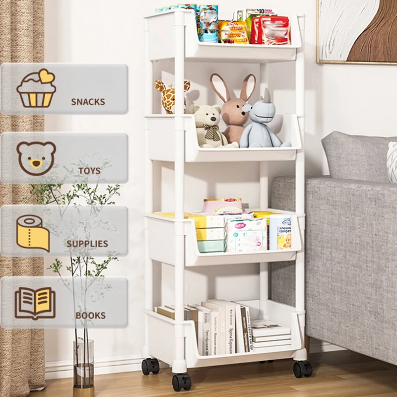 Trolley Snacks Kitchen Storage Racks Kitchen Corner Narrow Mobile Slit Storage Cabinet Bathroom Living Room Home Organizers