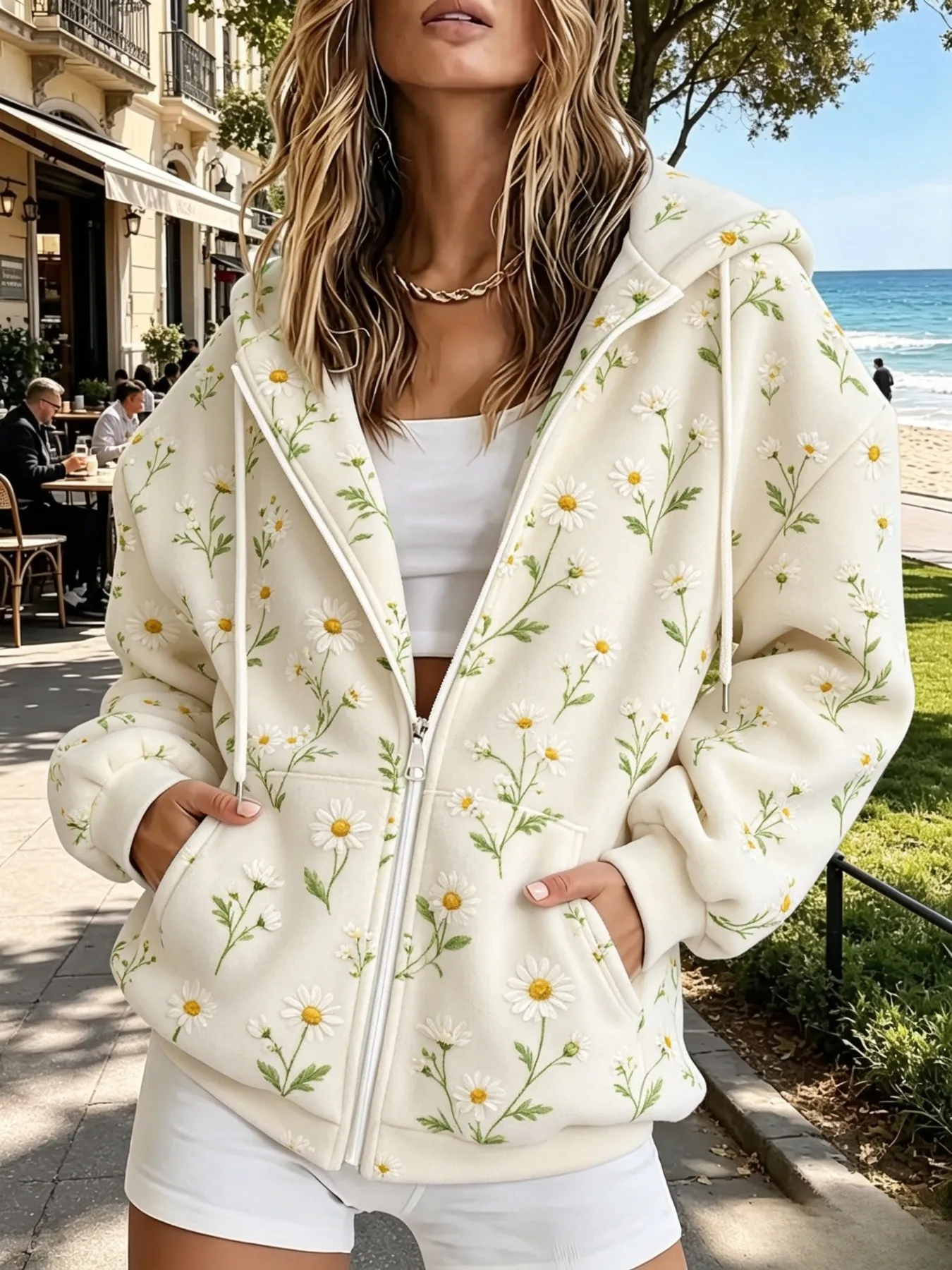 2026 Autumn/Winter New Style Women's Zippered Hooded Sweatshirt Versatile Fashionable Casual 3D Pattern Print