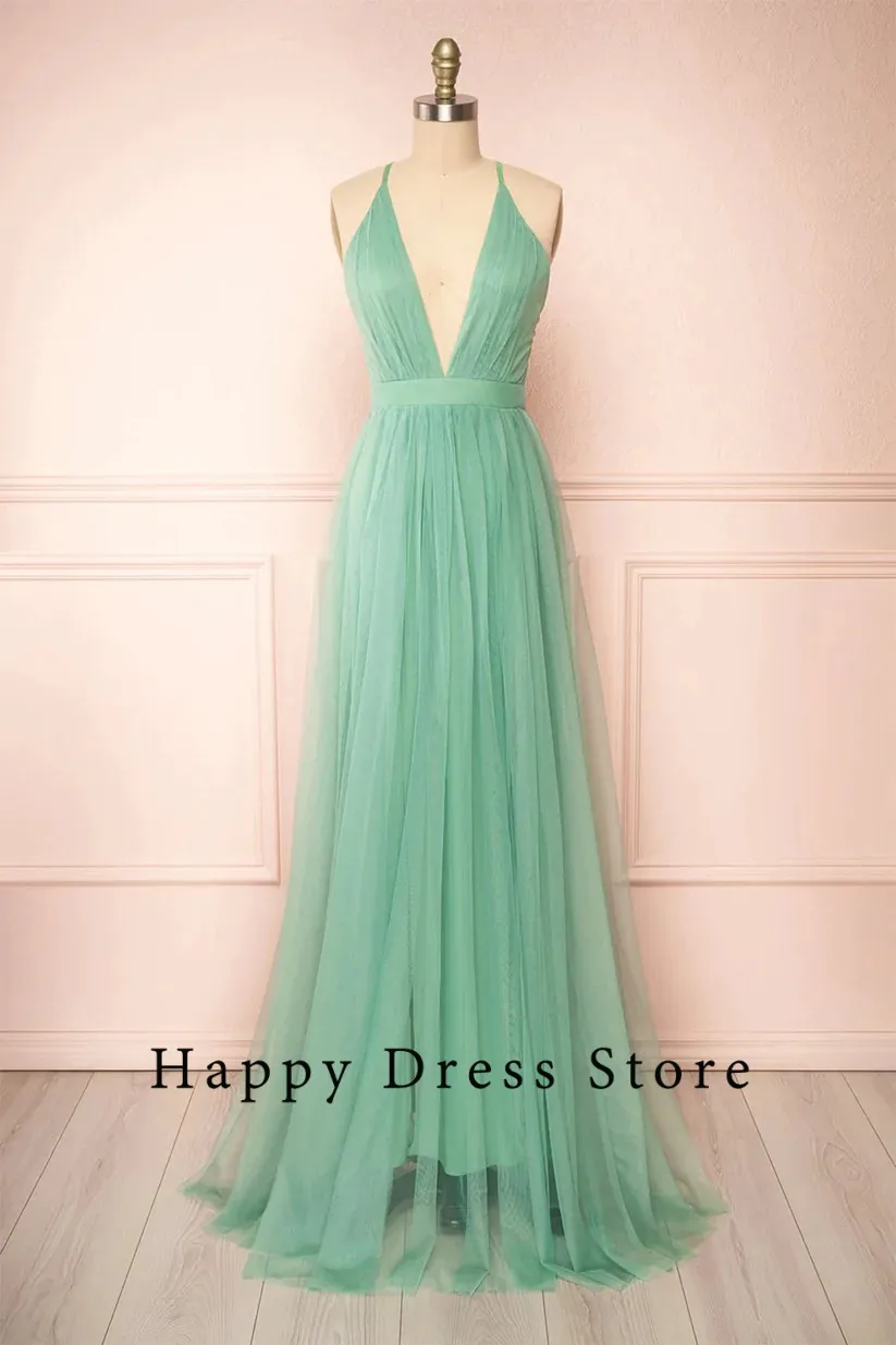 

2024 Elegant Modern Prom Dresses For Women A-Line Sexy Deep V-Neck Tulle Backless Custom Birthday Evening Party Birthday Gown