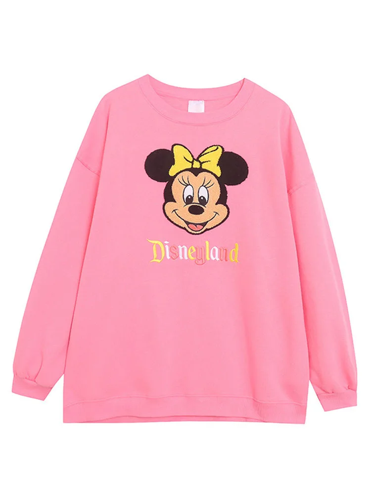 Disney World Disneyland Borduren Sweatshirt Dames Casual Fleece Jumper Mickey Daisy Duck Cartoon Losse Trui Top O Hals