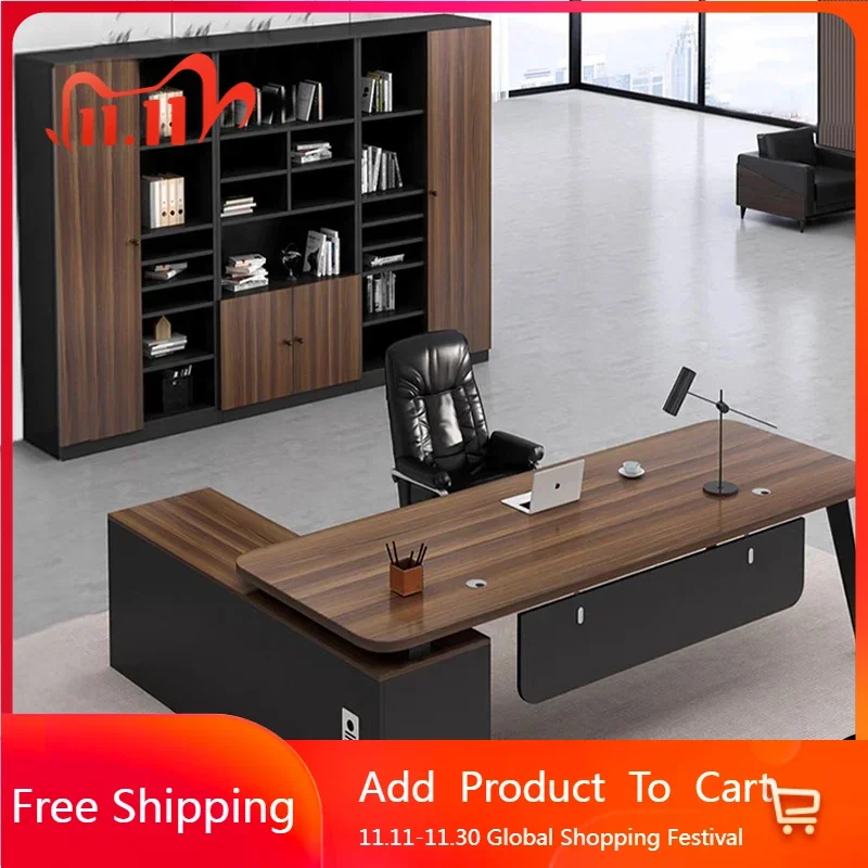 Organizers Shelves Office Desk Aesthetic European Multifunctional Long Office Desk Lshaped Wooden Escritorio Oficina Furniture