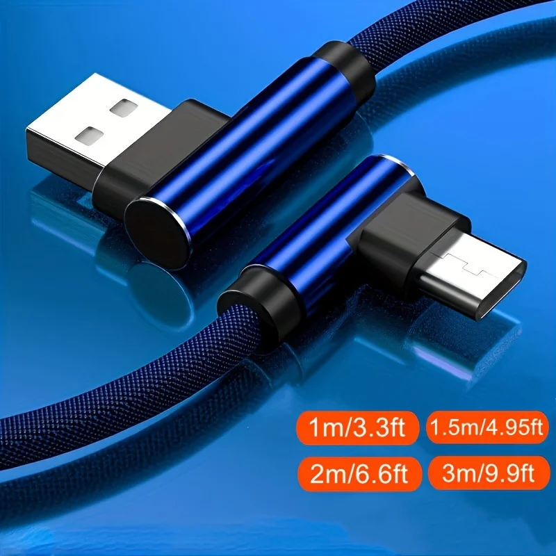 

1 piece double elbow shaped USB to Type C data cable 1m 1.5m 2m 3m woven cable suitable for iPhone 17 16 15 xiaomi Huawei