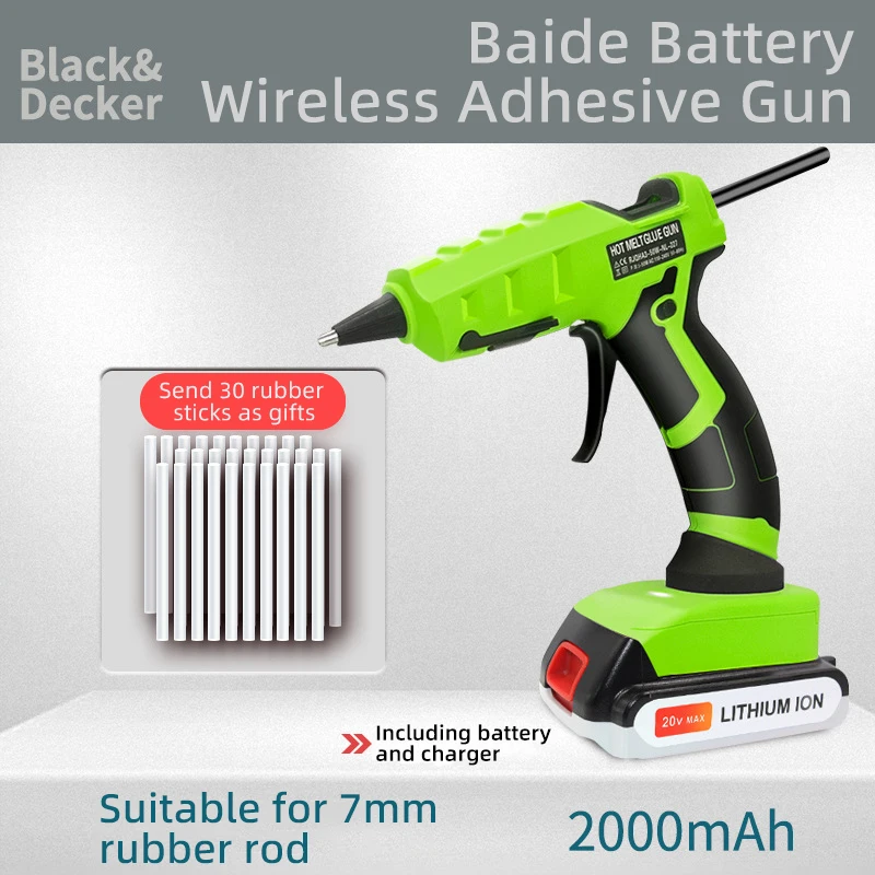 40w Nelio Hot Melt Glue Gun Cordless Li-ion Battery Charging NL227 Interface Compatible with DEWI Makita Milwaukee