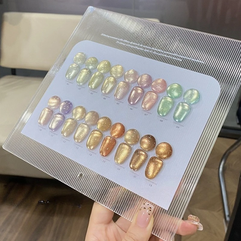 

18Pcs 8ml Gold Cat Magnetic Nail Gel Autumn Winter Sparkling Glitter Soak Off UV LED Gel Nail Art Varnish Manicure With Display