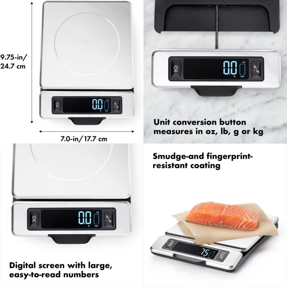 

11-Pound Capacity Stainless Steel Kitchen Scale with Pull-Out Display - Black
