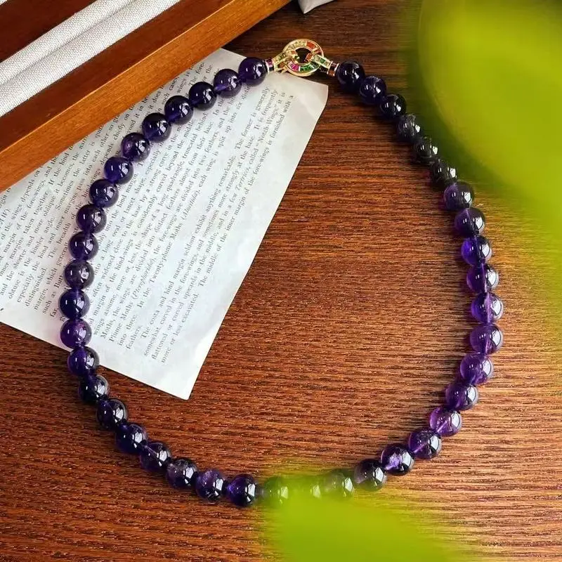 10mm high-quality purple natural amethyst clavicle chain necklace
