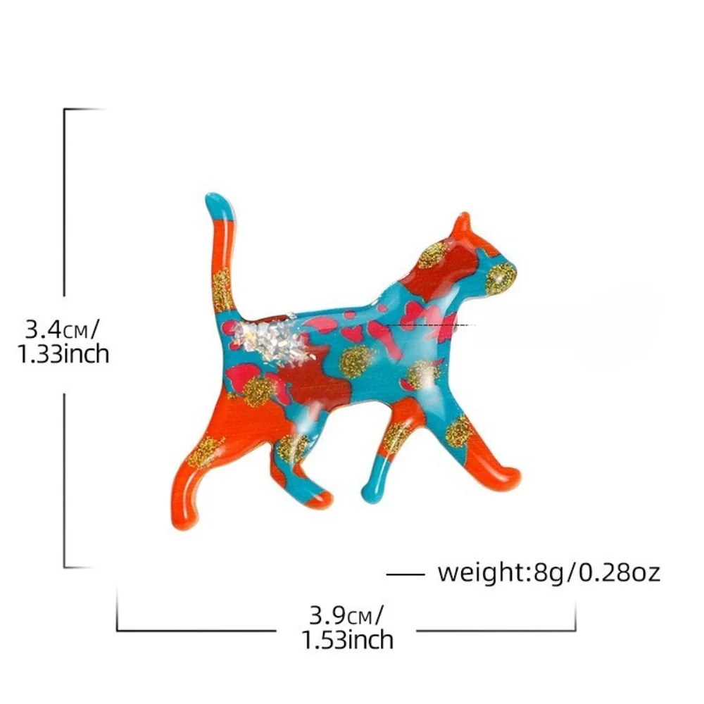 Walking Cat Brooch Rainbow Starry Sky Sparkling Pink Cat Dry Flower Inlaid Gold Sparkling Cat Pin Clothes Bags Decorations