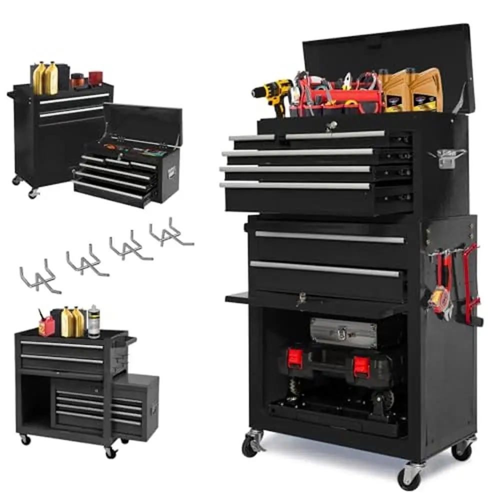 

Heavy Duty Rolling Tool Chest 8-Drawer Box Movable Cabinet Organizer Garage Workshop Storage.