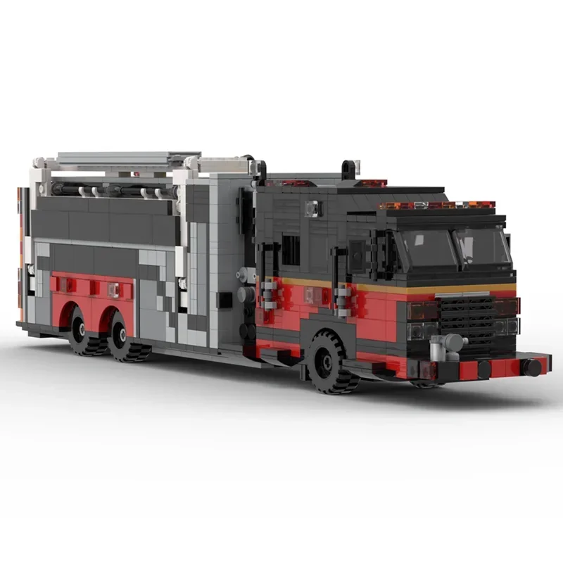Fire Fighting Vehicle Moc Building Blocks Saber Pumper-Tanker Firetruck Model Technology Brick DIY Assembly Construction Set Toy