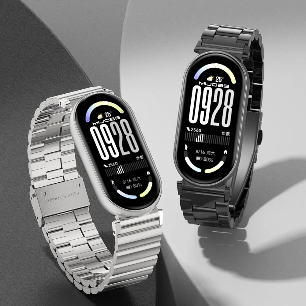 Mi Band 10 9 8 Pulseira de metal para Xiaomi Smart Band 9 Pulseiras de fitness Mi Band 10 Pulseira de pulso