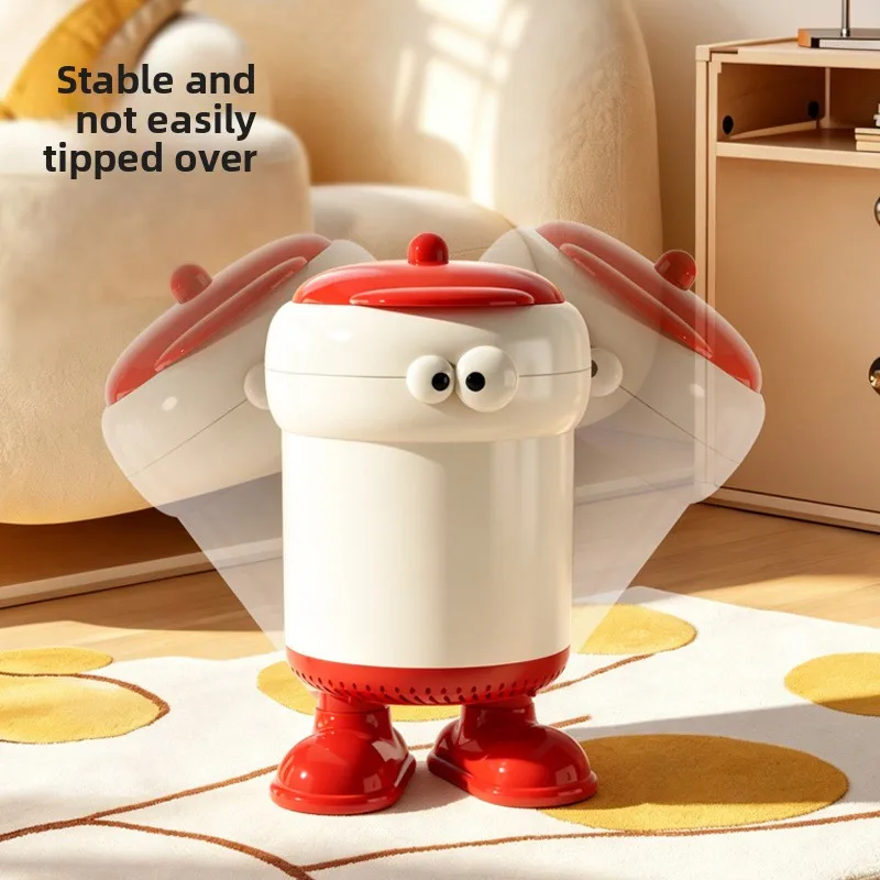 Cixun Trash Can Cartoon Trash Can 20l Pp Plastic Pop Lid Bin With Inner Bucket Cute Storage Bucket For Living Room Bedroom Home