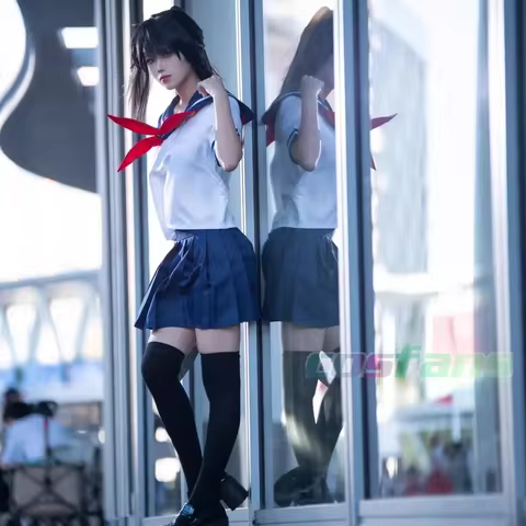 Cos-Animefly Yandere Simulator Ayano Aishi Yandere Chan Cosplay Costume Japanese School Girls Uniform Sailor Pleated Skirt