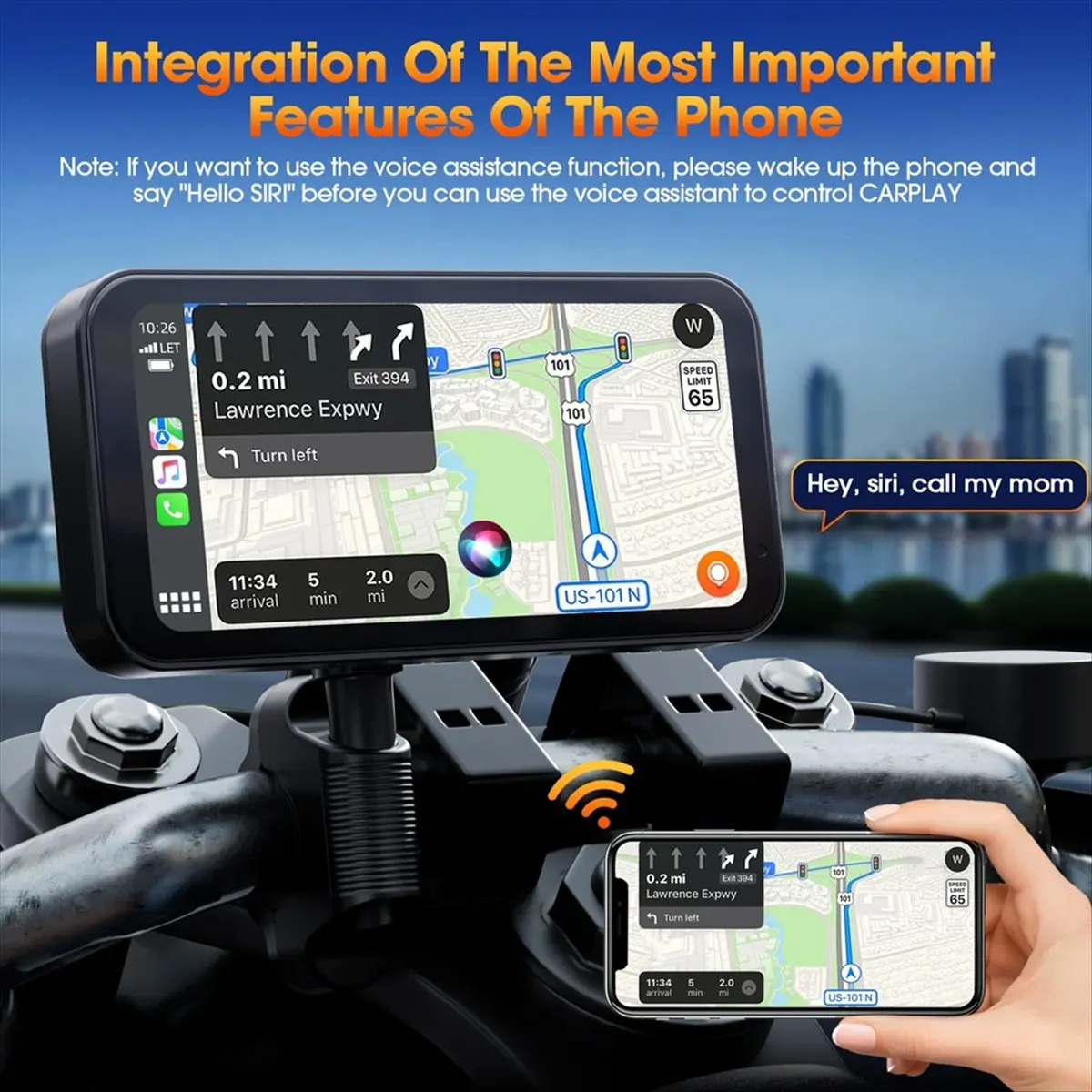618 Mega Sale-6.25 Inch Portable Motorcycle IP67 Waterproof Wireless for CarPlay Android Auto Mote Smart Display