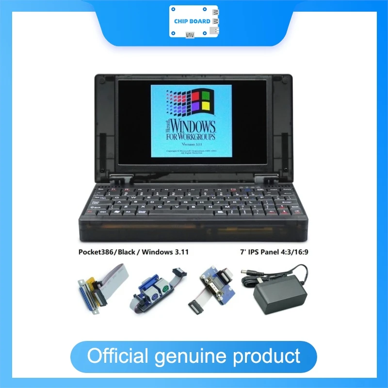 

Pocket386 Retro DOS Mini Computer, 386SX CPU, Runs Windows 3.1/95, Handheld Pocket PC – Black