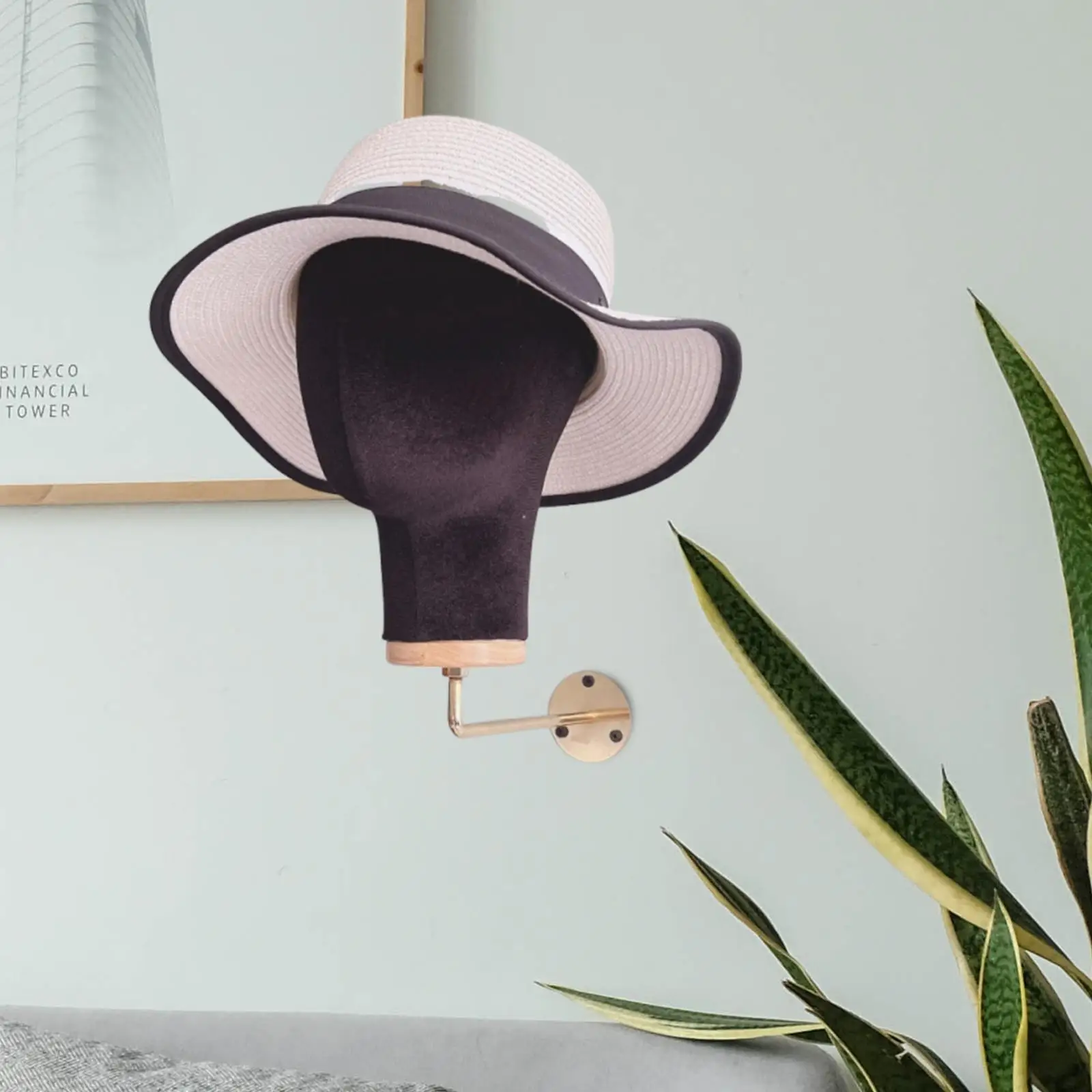 

Держатель для парика, настенный женский бархатный манекен, модель головы, стеллаж для хранения шляп для салонов, дома, окружность головы 54 см