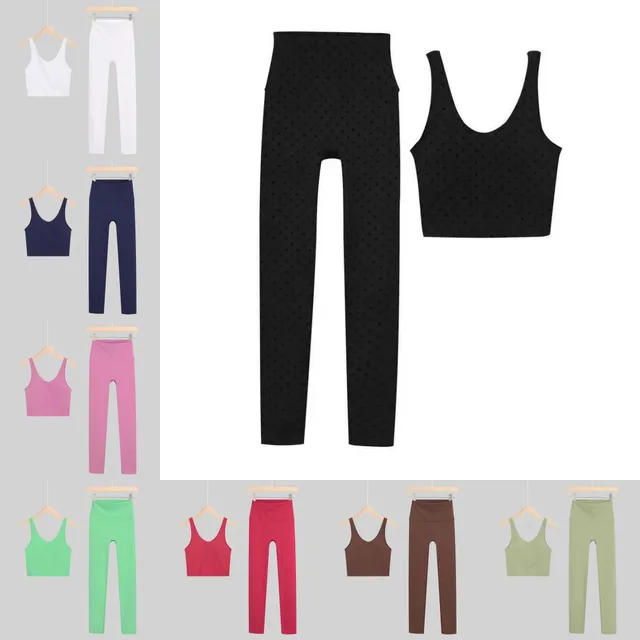 Damski Zestaw do Jogi: Biustonosz w Kształcie Litery U, Sportowy Zestaw do Ćwiczeń na Siłowni z Ramiączkami w Kształcie Litery Y, Top, Legginsy, Fitness, Pilates, Szybkoschnące Spodnie do Jogi