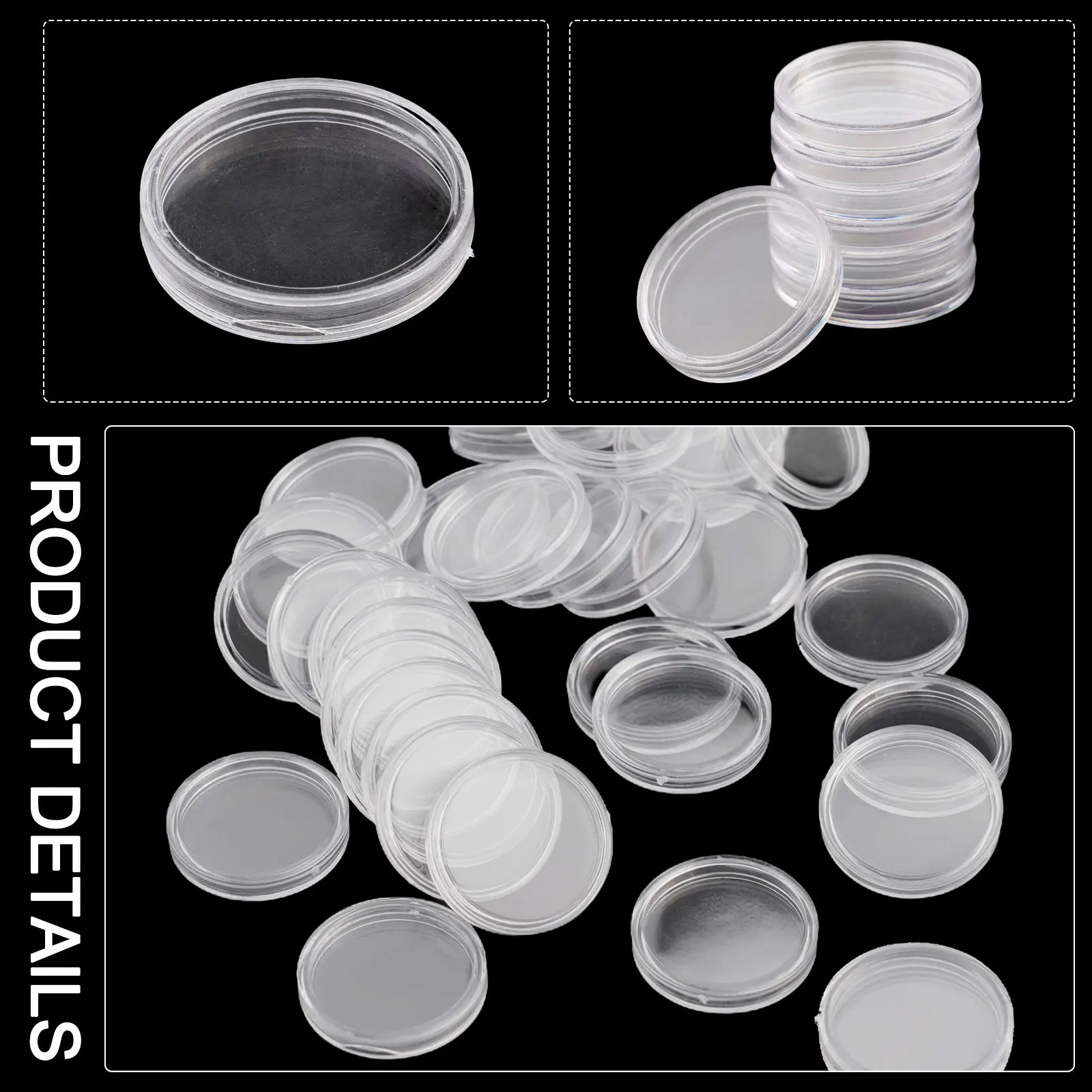 100pcs Transparent Coin Storage Capsules for 22mm with Opening Design to Help Maintain Coin Condition Over Time
