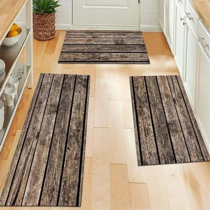 Wood Striped Carpet Kitchen Rug Thin Door Mat Long Floor Mat Laundry Room Carpet Living Room Carpet Rug Bedroom Home
