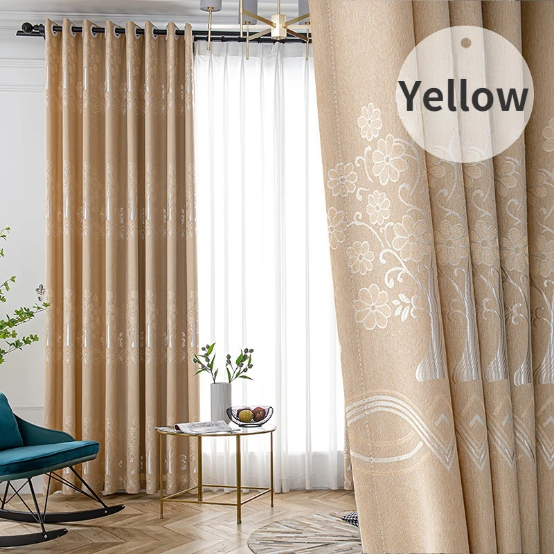 

Modern European Style Jacquard Curtains Cash Cow Blackout Curtains for Living Room Bedroom Slub Cotton Jacquard Curtains Custom