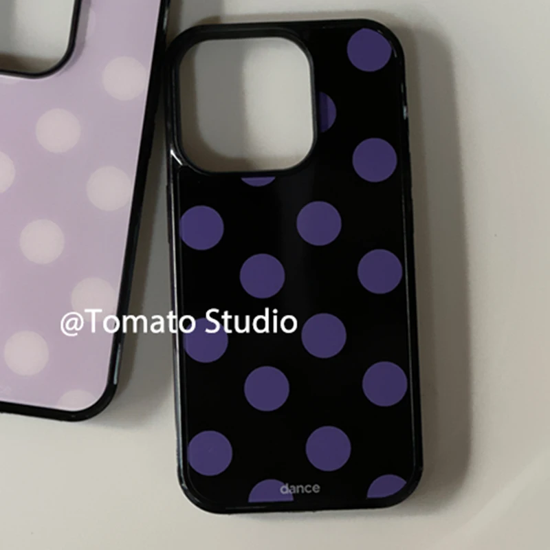 Korean Ins Fashion Purple Polka Dots Phone Case For iPhone 17 Air 16 Pro Max 15 14 Plus 13 12 11 Shockproof Silicone Back Cover view 2
