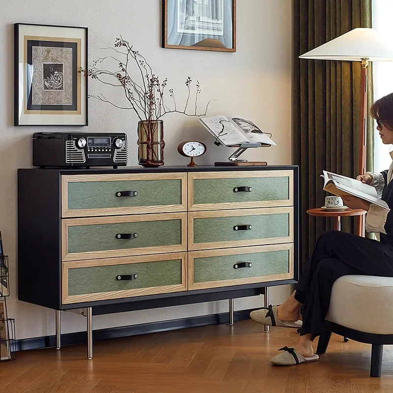 

Bedroom bedside locker small apartment French retro living room sofa side cabinet storage cabinet