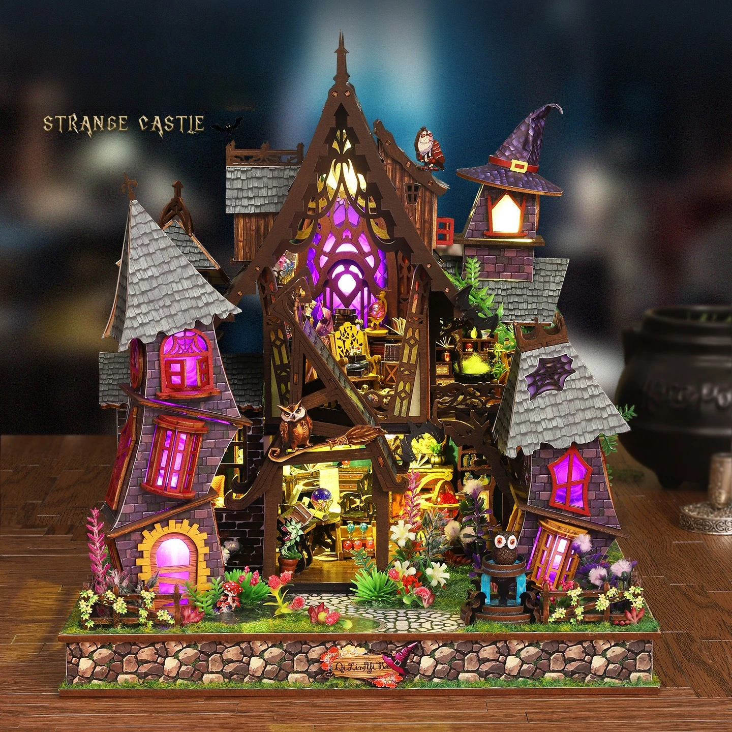 DIY Miniature Dollhouse Kit 3D Wooden Puzzle House Fantasy Witch Cottage Book Nook Handmade Diorama Home Decor Gift