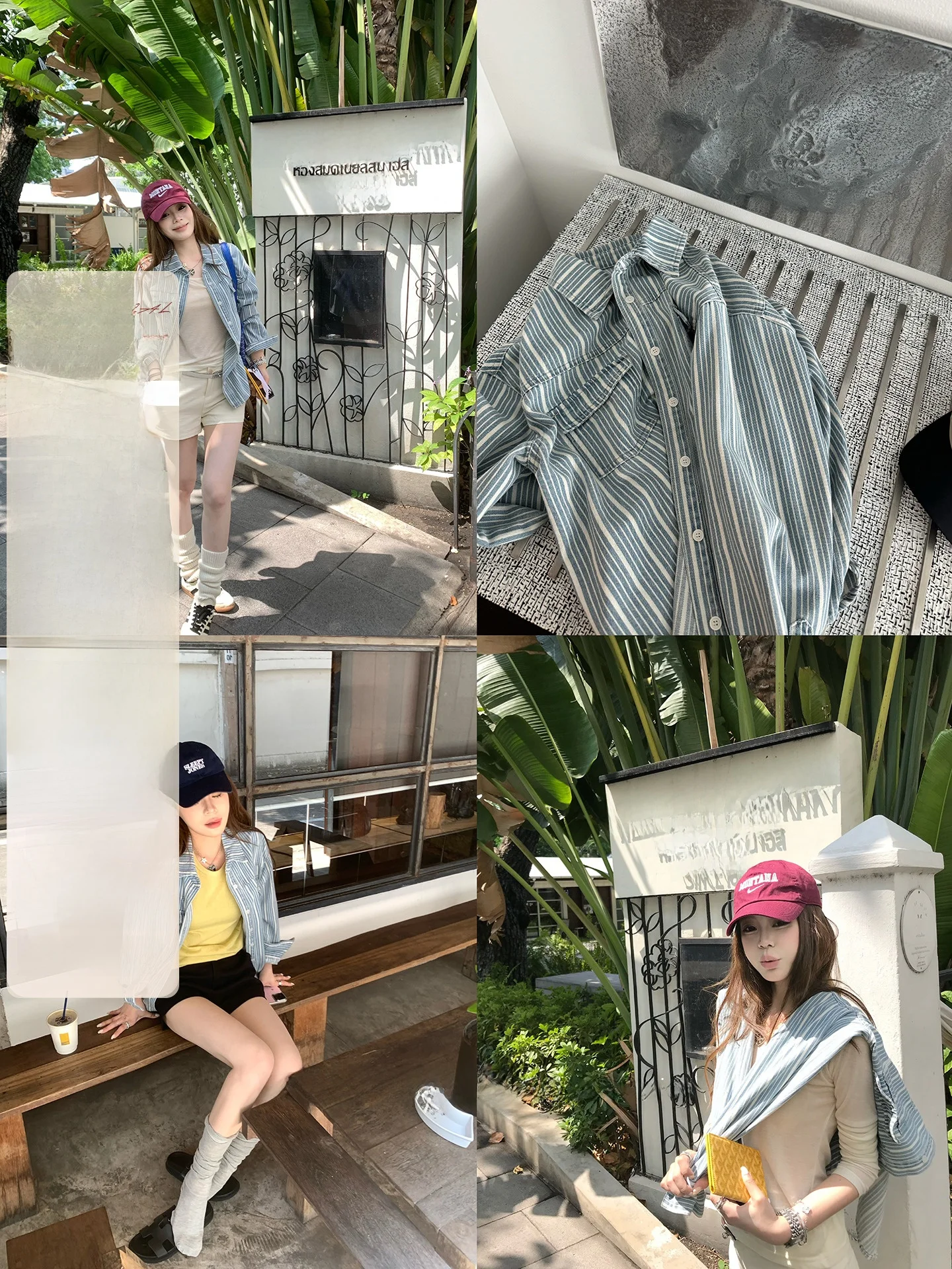 

Loose Korean Style Blue White Stripes Denim Shirt Sun Protection Outerwear Women's Fashion Summer Casual Long Sleeve Blouse