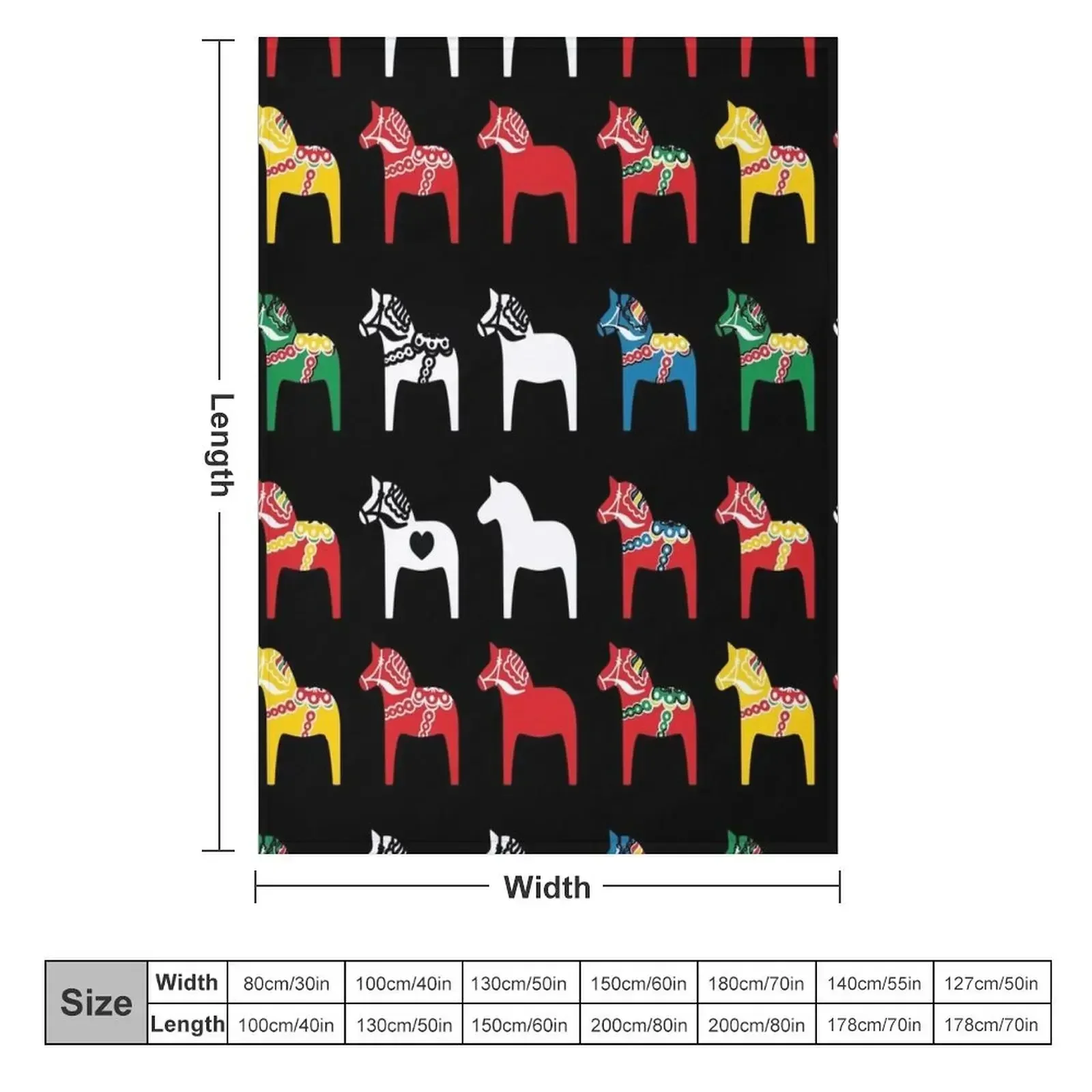 Dala Horses Dalarna Sweden Horse Dalecarlian Swedish Colorful Throw Blanket Weighted Sleeping Bag Thins Beach Blankets