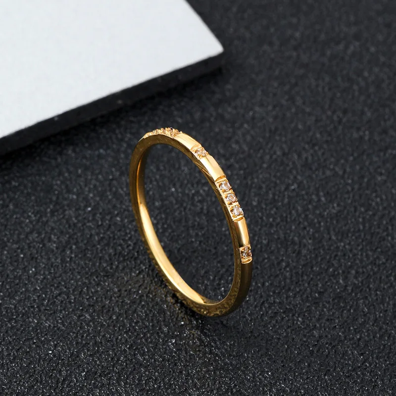 Stainless Steel Dainty Thin Rings for Women 1/3/9 Pcs Zircon Stone Gold Color Finger Accessories Gift Jewelry Wholesale KBR135 image 2