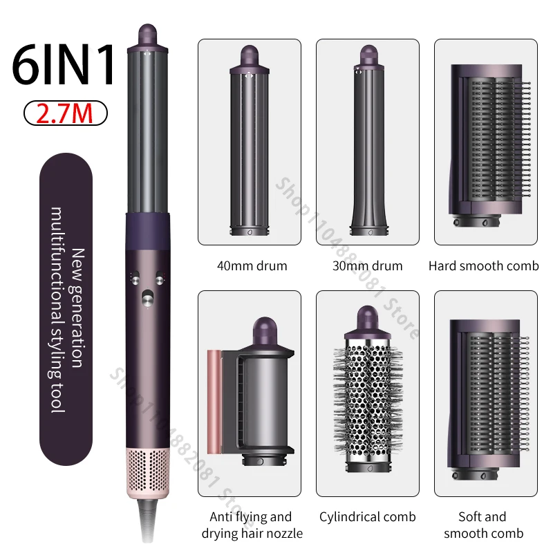 6IN1 Föhn Borstel Wrap 30/40mm Thermische Curling Rechttrekken 1300W Hot/Koude Lucht Auto haar Styling Elektrische Haardroger Borstel